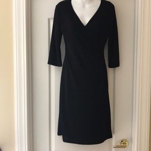 Black Lined Faux Wrap Dress